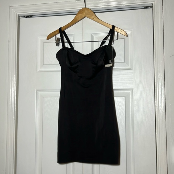 NWT TC Tummy Control Smooth Comfort Black Slip Dress Slimming 38 Small - Picture 1 of 10